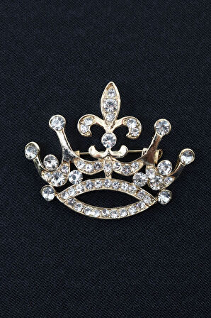 Kraliçe tacı broş. Taşlı tasarım kraliçe taçlı broş. Yaka iğnesi kraliçe tacı broş. Kadın broş. Broş