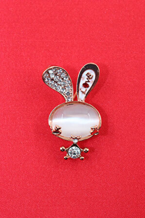 Tavşan broş. Taşlı tasarım tavşan broş. Yaka iğnesi tavşan broş. Kadın broş. Broş.