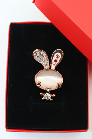 Tavşan broş. Taşlı tasarım tavşan broş. Yaka iğnesi tavşan broş. Kadın broş. Broş.