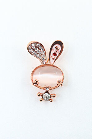 Tavşan broş. Taşlı tasarım tavşan broş. Yaka iğnesi tavşan broş. Kadın broş. Broş.