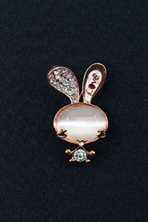 Tavşan broş. Taşlı tasarım tavşan broş. Yaka iğnesi tavşan broş. Kadın broş. Broş.