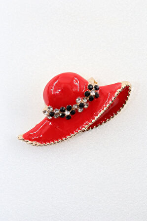 Şapka broş. Taşlı tasarım şapka broş. Yaka iğnesi kadın şapka broş. Kadın broş. Broş.