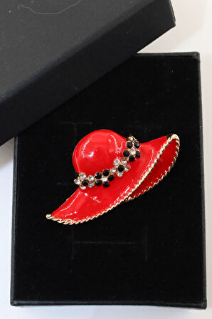 Şapka broş. Taşlı tasarım şapka broş. Yaka iğnesi kadın şapka broş. Kadın broş. Broş.