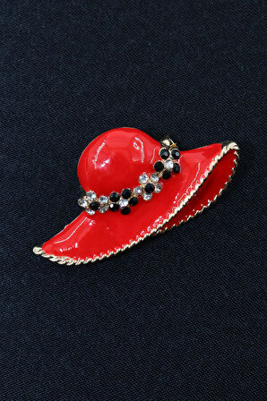 Şapka broş. Taşlı tasarım şapka broş. Yaka iğnesi kadın şapka broş. Kadın broş. Broş.