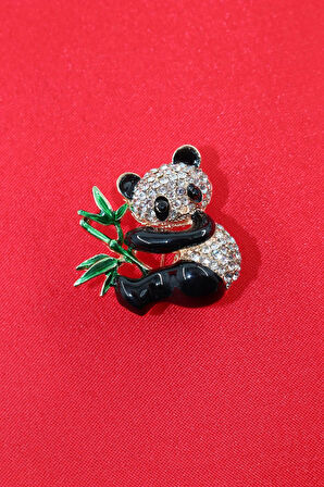 Panda broş. Taşlı tasarım panda broş. Yaka iğnesi broş. Kadın broş. Broş. Erkek broş. Unisex.