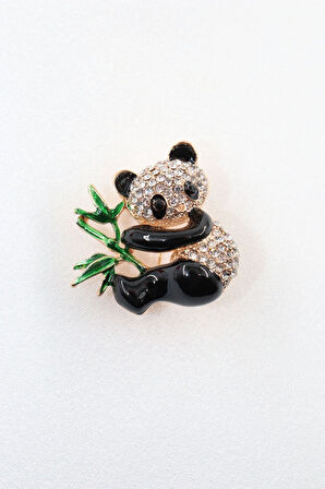Panda broş. Taşlı tasarım panda broş. Yaka iğnesi broş. Kadın broş. Broş. Erkek broş. Unisex.