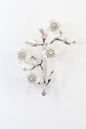 Silver inci çiçeği broş. Yaşlı tasarım broş. Yaka iğnesi broş. Kadın broş. Broş, incili çiçek broş.