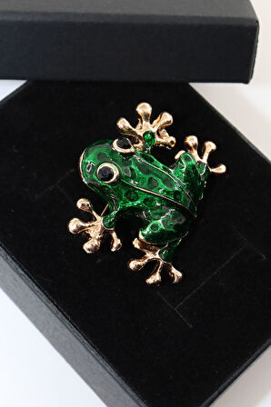 Kurbağa broş. Taşlı tasarım yeşil kurbağa broş. Yaka iğnesi broş. Kadın broş. Broş. Erkek broş.