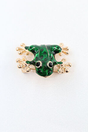 Kurbağa broş. Taşlı tasarım yeşil kurbağa broş. Yaka iğnesi broş. Kadın broş. Broş. Erkek broş.