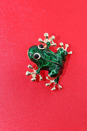 Kurbağa broş. Taşlı tasarım yeşil kurbağa broş. Yaka iğnesi broş. Kadın broş. Broş. Erkek broş.