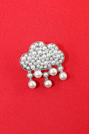 İncili yağmur bulutu broş, incili bulut broş. Yaka iğnesi lale broş. Kadın broş. Broş. Bulut broş.