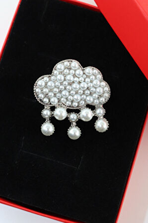 İncili yağmur bulutu broş, incili bulut broş. Yaka iğnesi lale broş. Kadın broş. Broş. Bulut broş.