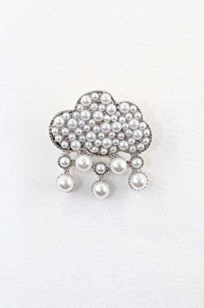 İncili yağmur bulutu broş, incili bulut broş. Yaka iğnesi lale broş. Kadın broş. Broş. Bulut broş.