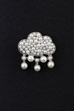 İncili yağmur bulutu broş, incili bulut broş. Yaka iğnesi lale broş. Kadın broş. Broş. Bulut broş.