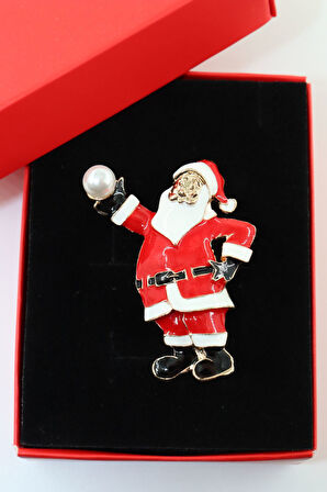 İncili noel baba broş, incili tasarım broş. Yaka iğnesi broş. Kadın broş. Broş. Noel baba broş.