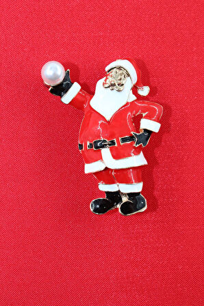 İncili noel baba broş, incili tasarım broş. Yaka iğnesi broş. Kadın broş. Broş. Noel baba broş.