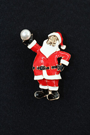 İncili noel baba broş, incili tasarım broş. Yaka iğnesi broş. Kadın broş. Broş. Noel baba broş.