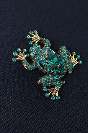 Kurbağa broş. Elmas taşlı tasarım kurbağa broş. Yaka iğnesi broş. Kadın broş. Broş. Erkek broş.