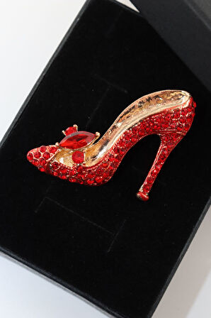 Zirkon taşlı ayakkabı broş. Taşlı tasarım broş. Yaka iğnesi broş. Kadın broş. Broş. Ayakkabı broş