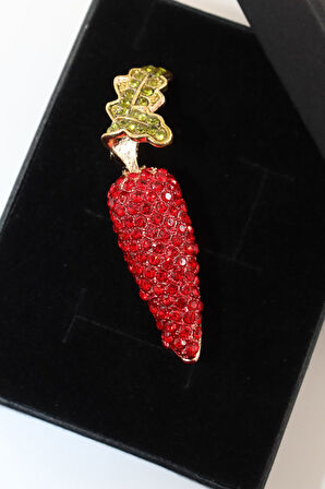 Zirkon taşlı havuç broş. Yaka iğnesi broş Taşlı tasarım arı broş. Kadın broş. Broş. Havuç broş.