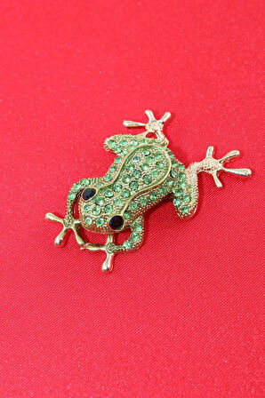 Zirkon taşlı kurbağa broş. Yaka iğnesi broş Taşlı tasarım broş. Unisex broş. Broş. Kurbağa broş.