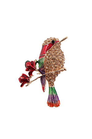 Gold taşlı kanarya kuşu broş. Yaka iğnesi. Taşlı tasarım broş. Kadın broş. Broş. Kanarya kuşu broş.