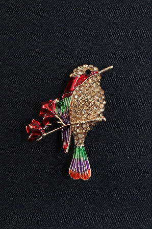 Gold taşlı kanarya kuşu broş. Yaka iğnesi. Taşlı tasarım broş. Kadın broş. Broş. Kanarya kuşu broş.