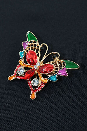 Pırlanta taşlı kelebek broş. Taşlı tasarım broş. Yaka iğnesi broş. Kadın broş. Broş. Kelebek broş.