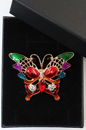 Pırlanta taşlı kelebek broş. Taşlı tasarım broş. Yaka iğnesi broş. Kadın broş. Broş. Kelebek broş.