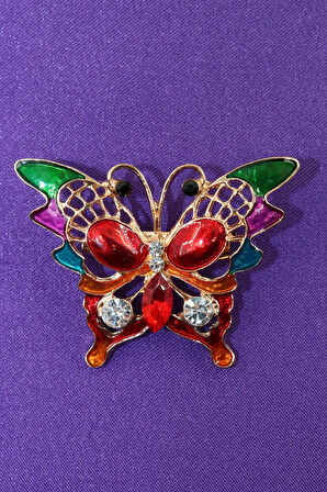 Pırlanta taşlı kelebek broş. Taşlı tasarım broş. Yaka iğnesi broş. Kadın broş. Broş. Kelebek broş.