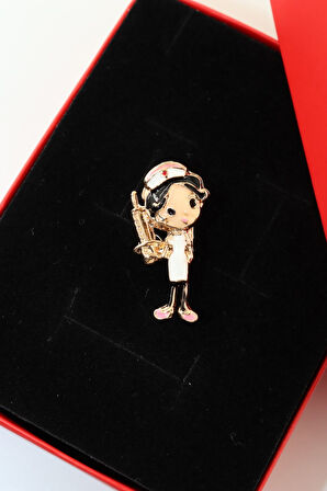 Hemşire broş. Tasarım hemşire broş. Yaka iğnesi hemşire broş. Kadın broş. Broş. Hemşireli broş.