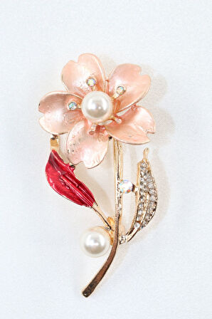 İncili pembe gül broş. Yaka iğnesi broş. Taşlı tasarım pembe gül broş. Kadın broş. Broş. Gül broş.
