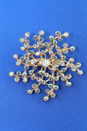 Gold renk çiçek tomurcuğu broş. Kristal taşlı tasarım arı broş. Yaka iğnesi broş. Tomurcuk broş.