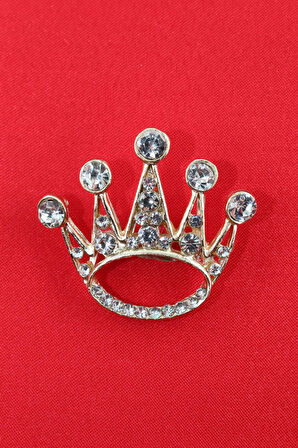Gold renk kraliçe tacı broş. Yaka iğnesi broş. Taşlı broş. Kadın broş. Kraliçe tacı broş. Taç broş.