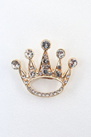 Gold renk kraliçe tacı broş. Yaka iğnesi broş. Taşlı broş. Kadın broş. Kraliçe tacı broş. Taç broş.