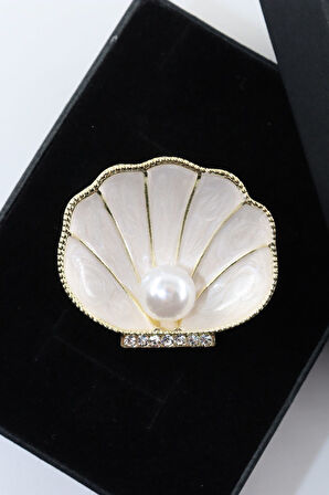 İncili deniz kabuğu broş. Yaka iğnesi inci broş. Kadın broş. Broş. İnci broş. Deniz kabuğu broş.