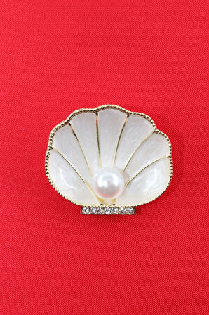 İncili deniz kabuğu broş. Yaka iğnesi inci broş. Kadın broş. Broş. İnci broş. Deniz kabuğu broş.