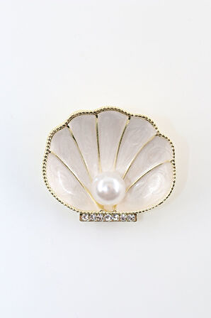 İncili deniz kabuğu broş. Yaka iğnesi inci broş. Kadın broş. Broş. İnci broş. Deniz kabuğu broş.