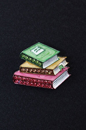 Kitap broş. Yaka iğnesi kitap broş. Kristal taşlı tasarım kitap broş. Kadın broş. Erkek broş. Broş