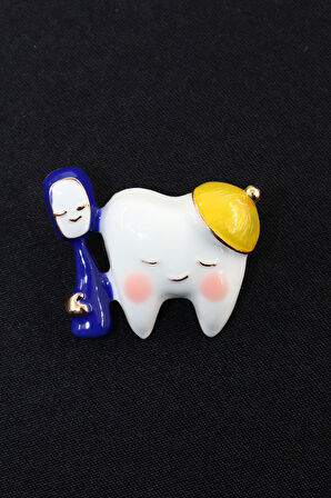 Fırçalı diş broş. Yaka iğnesi diş broş. Tasarım diş broş. Kadın broş. Erkek broş. Broş. Dişli broş.