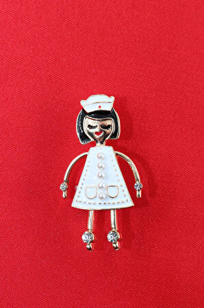 Sallantılı hemşire broş. Yaka iğnesi hemşire broş. Taşlı tasarım broş Kadın broş. Broş. Hemşire broş