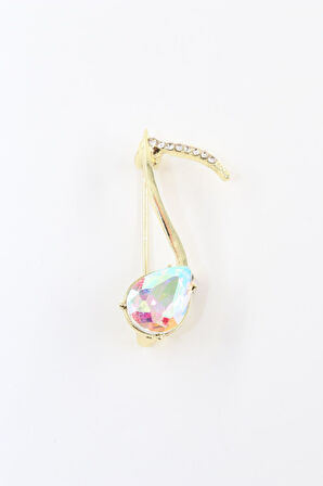 Pırlanta taşlı nota broş. Yaka iğnesi  broş. Taşlı broş. Kadın broş. Erkek broş. Broş. Nota broş.