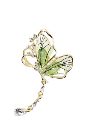 Pırlanta taşlı sallantılı kelebek broş. Yaka iğnesi broş. Taşlı broş. Kadın broş. Broş. Kelebek broş