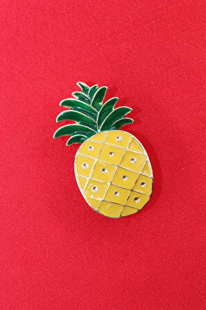 Kristal taşlı ananas broş. Yaka iğnesi broş. Taşlı broş. Kadın broş. Erkek broş. Broş. Ananas broş.