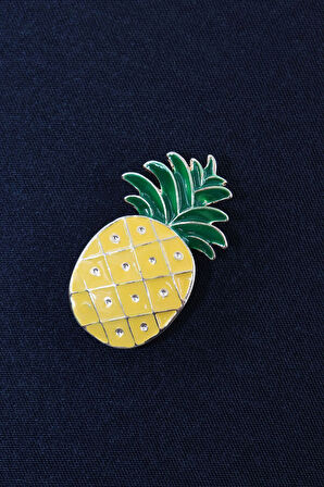 Kristal taşlı ananas broş. Yaka iğnesi broş. Taşlı broş. Kadın broş. Erkek broş. Broş. Ananas broş.