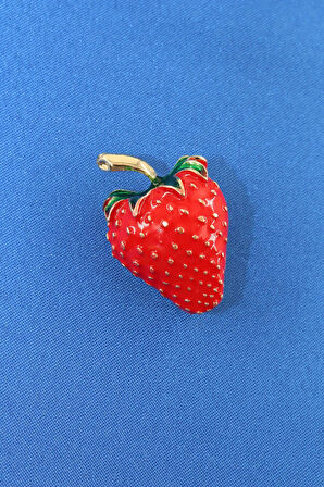 Çilek broş. Yaka iğnesi çilek broş. Kadın broş. Erkek broş. Broş. Çilekli broş