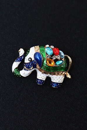 Zirkon taşlı fil broş. Yaka iğnesi fil broş. Taşlı tasarım fil broş. Kadın broş erkek broş. Fil broş