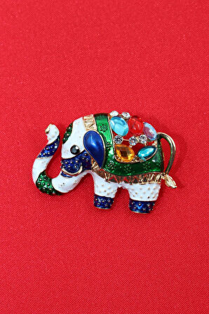 Zirkon taşlı fil broş. Yaka iğnesi fil broş. Taşlı tasarım fil broş. Kadın broş erkek broş. Fil broş