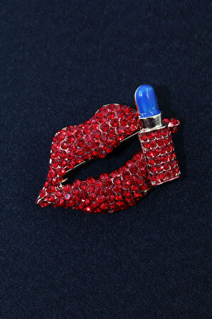 I will kiss you broş. Taşlı tasarım broş. Yaka iğnesi dudak broş. Kadın broş. Dudak broş. Ruj broş.