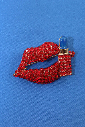 I will kiss you broş. Taşlı tasarım broş. Yaka iğnesi dudak broş. Kadın broş. Dudak broş. Ruj broş.